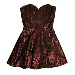 Strapless Red‎ & Black Lace Fit & Flare Womens Dress Size M